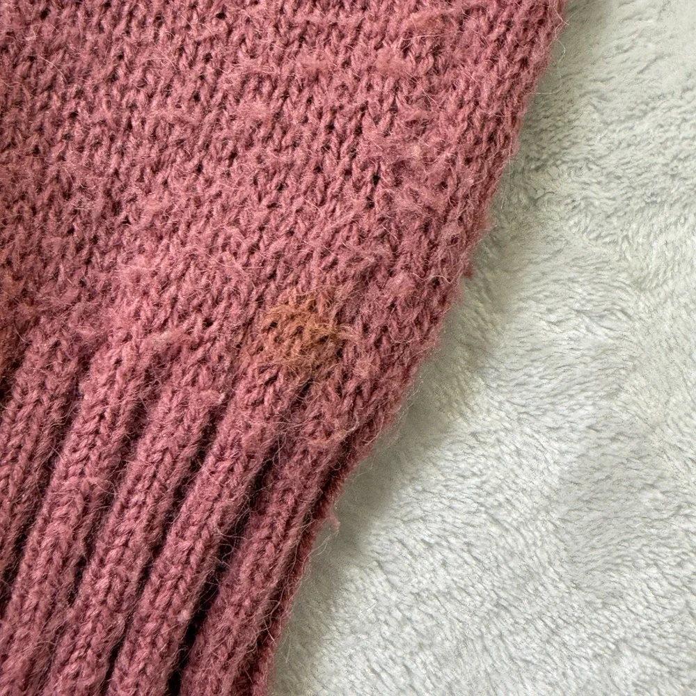 Vintage Juniorite Fair Isle V Neck Sweater Womens L Pink Acrylic Knit 80s 90s